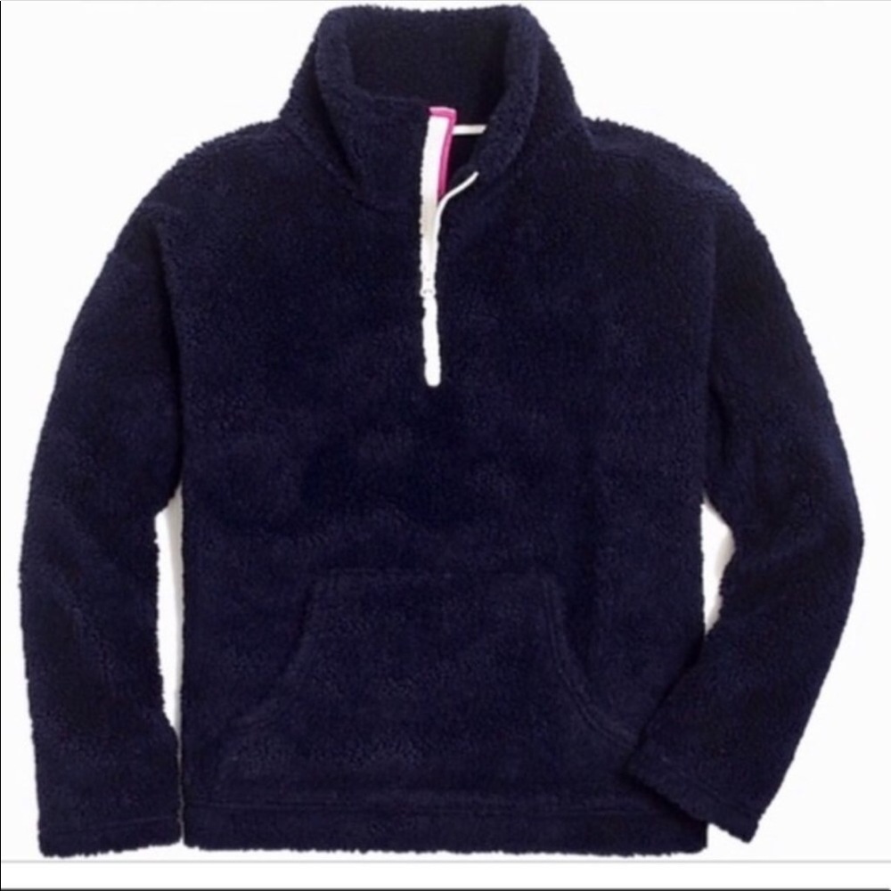 NWT J. Crew Navy Blue Sherpa 1/4 Zip Popover Size Small